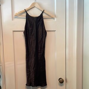 Vintage Algo Black Halter Satin Slip Dress * check measurements
